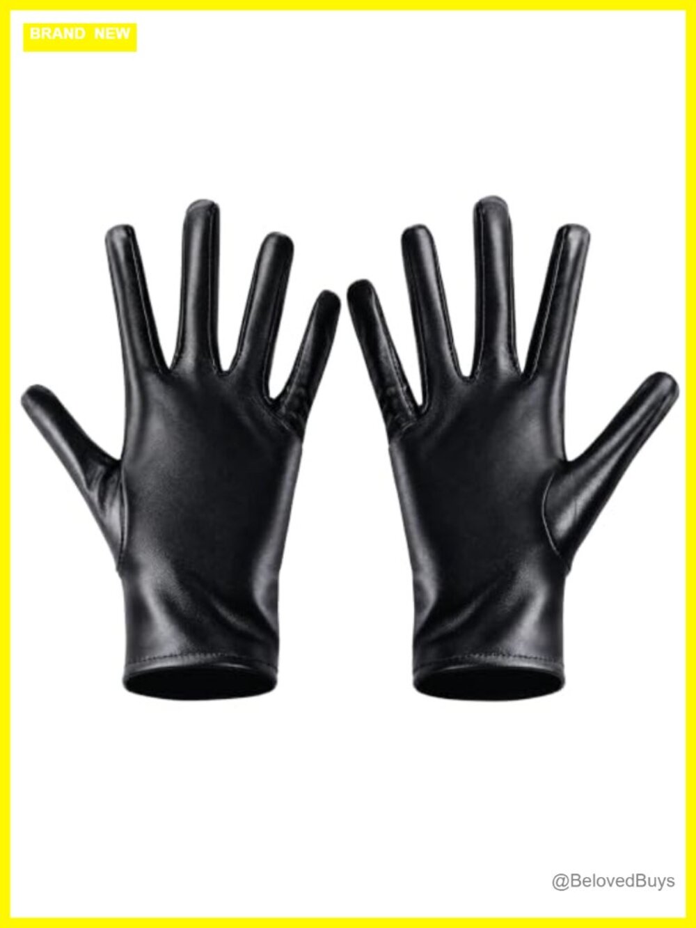 Black Metallic Gloves Halloween Costume Accessory Stretch Dress Gloves